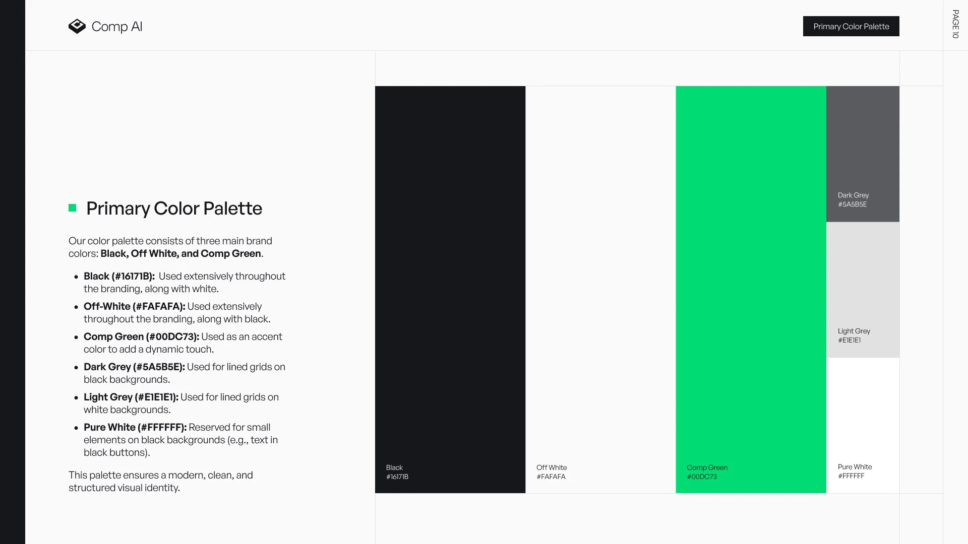 Comp AI: Black, off white and Comp Green
