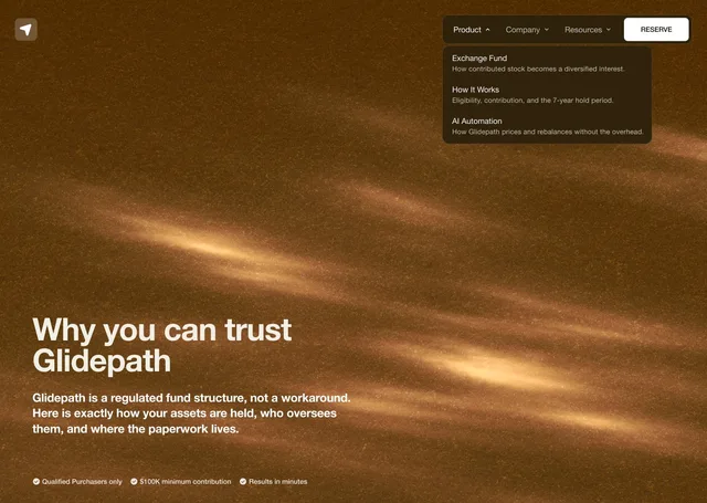 Glidepath: Website + nav for Craft's exchange fund