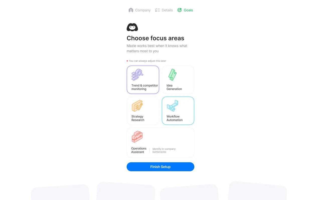 Mazie: Onboarding to the home screen