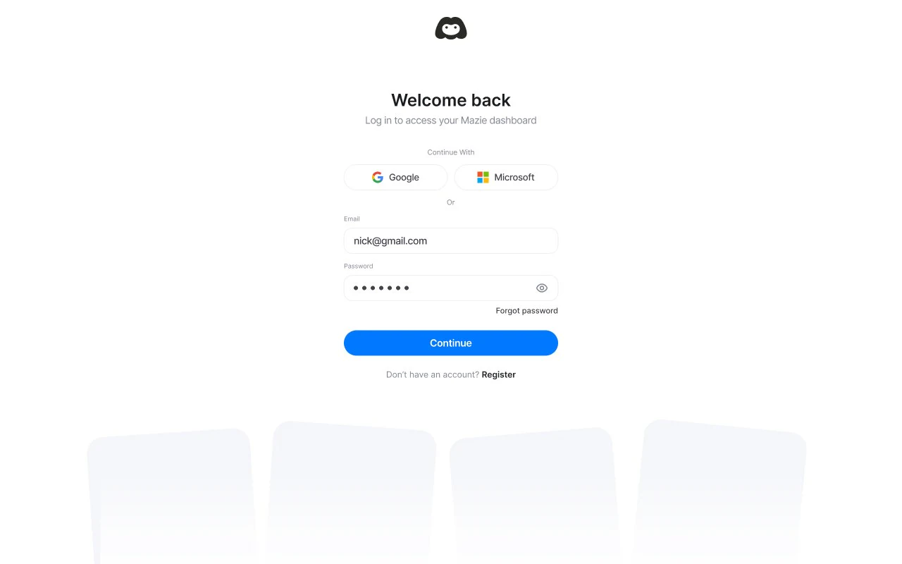 Mazie: Onboarding to the home screen