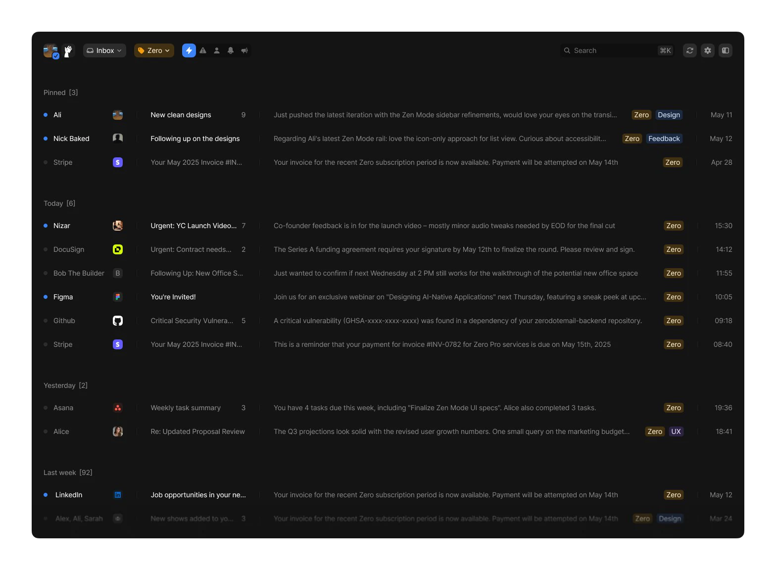 0.email: One list, nothing else