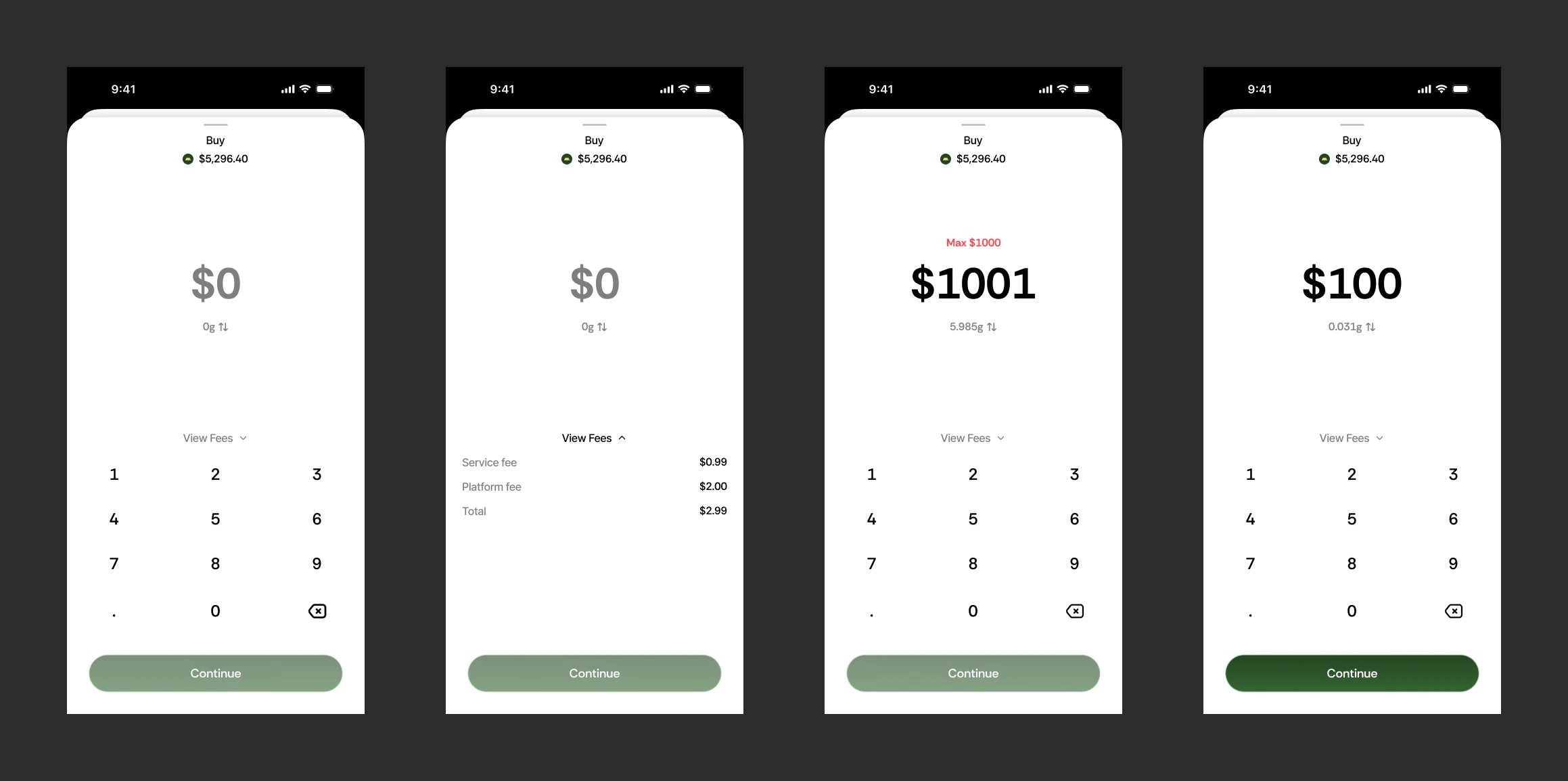Oro: Type an amount, see the gold