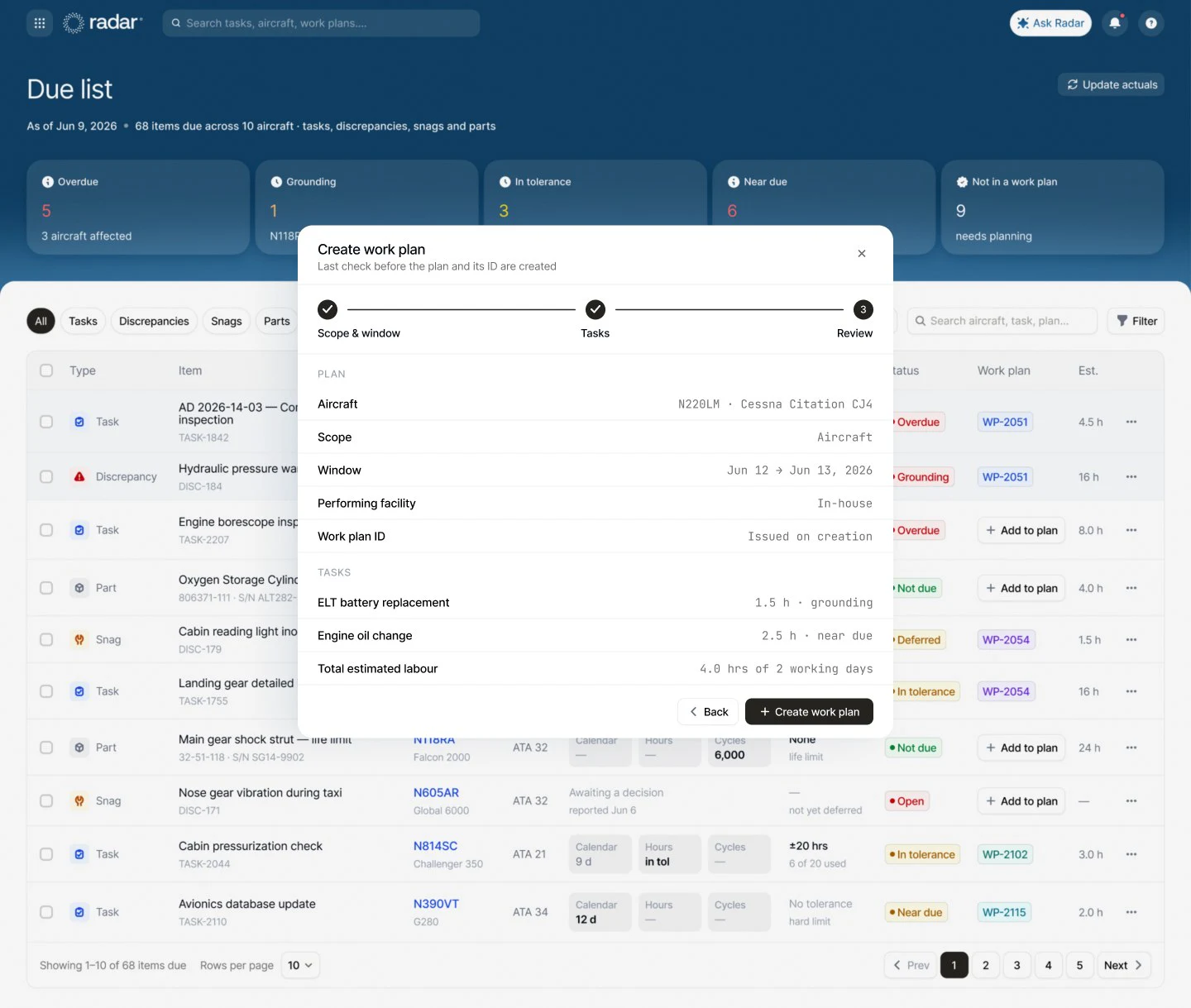 Radar: From plan to logbook