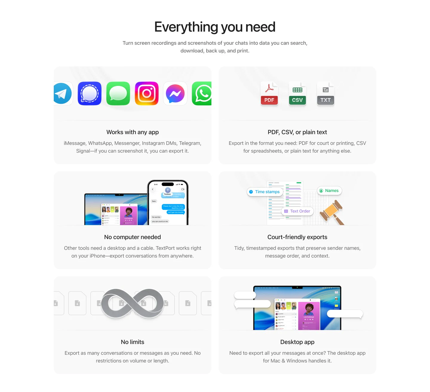 TextPort: Showing the product doing the work
