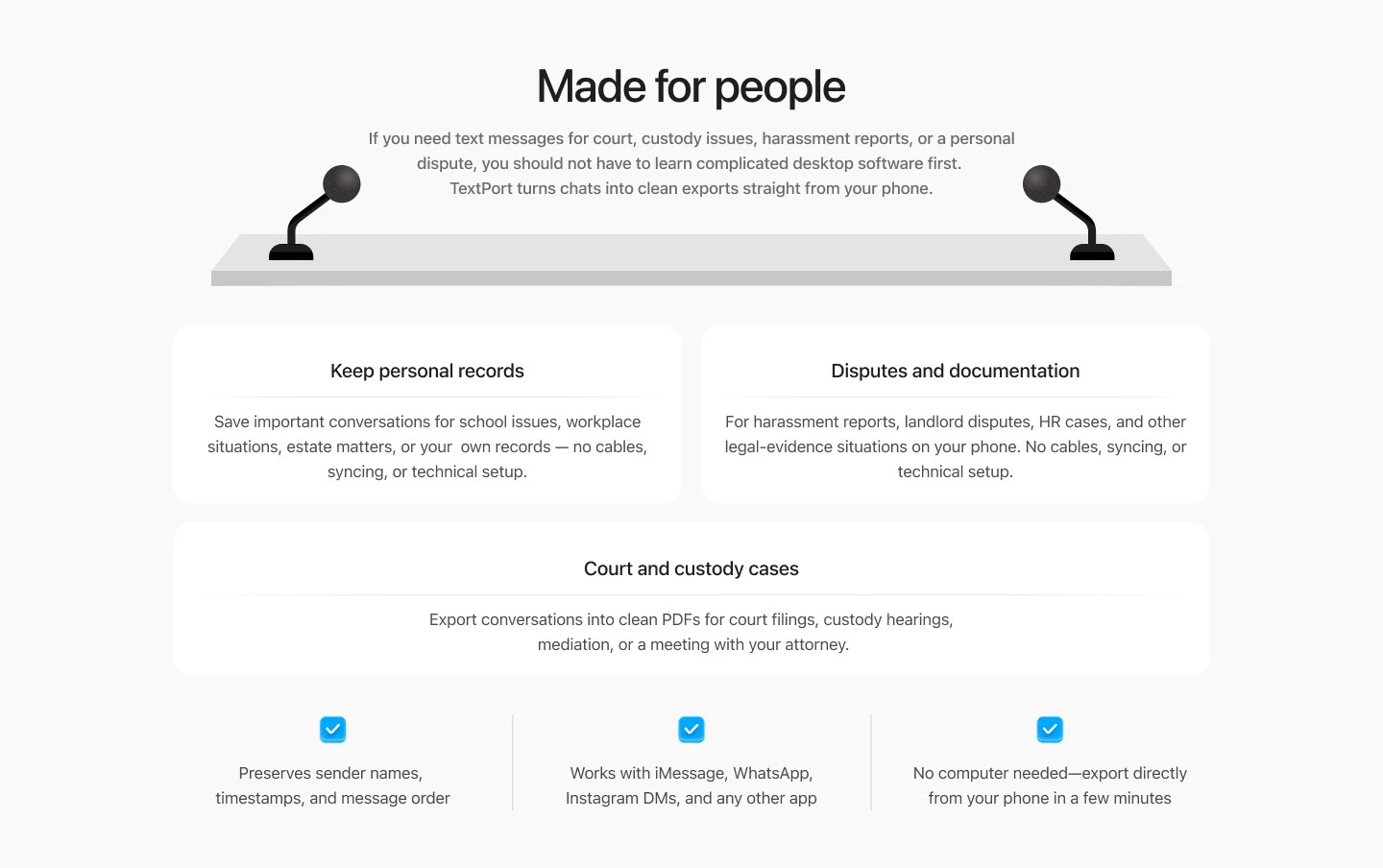 TextPort: Showing the product doing the work
