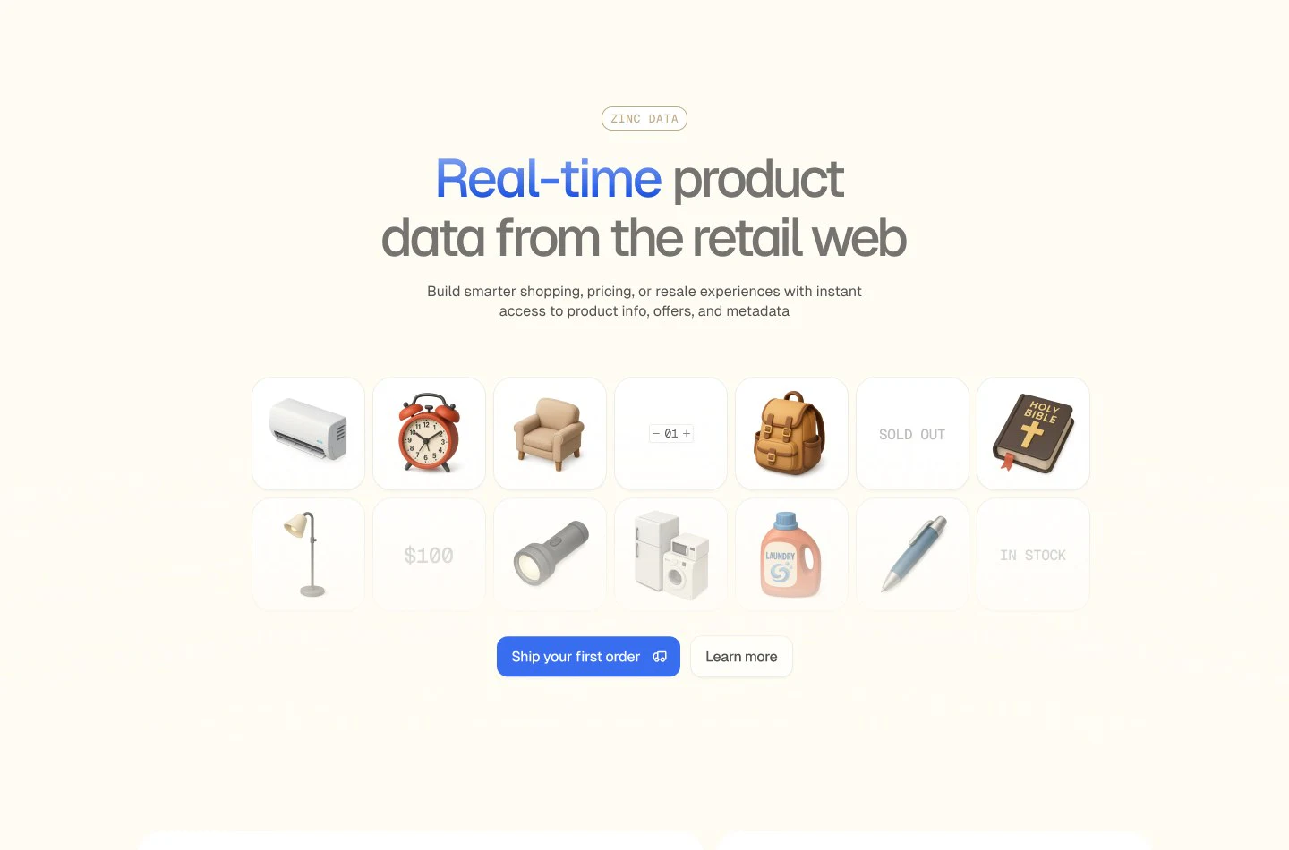 Zinc: Product data from the retail web